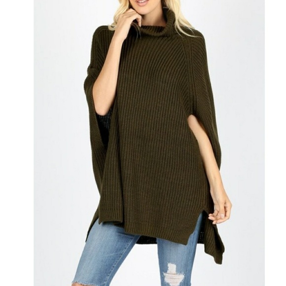 ❤️LAST ONE❤️🌿PONCHO TURTLENECK SWEATER🌿 - Picture 2 of 2